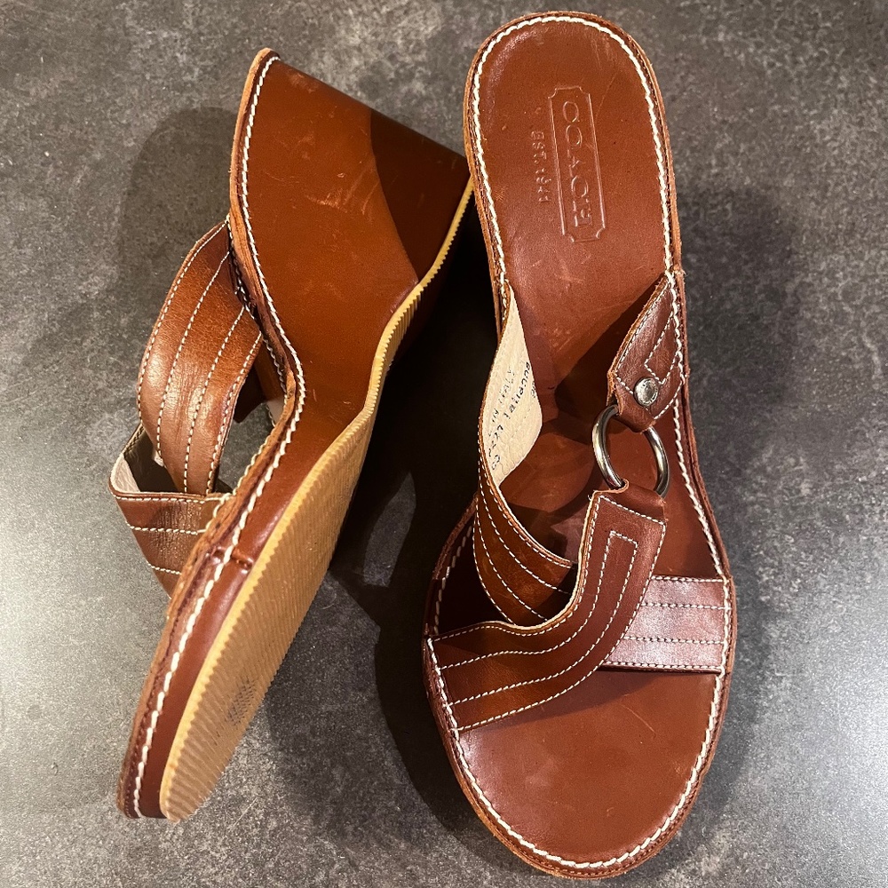 Authentic ‘COACH’ brown wedges